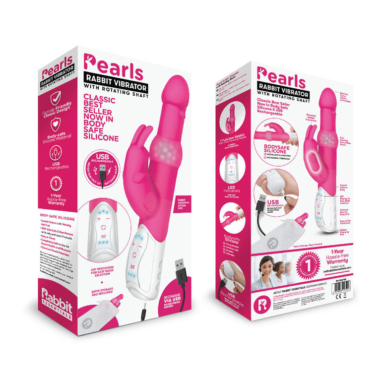 229174 - RR Rechargeable Pleasure Pearls Rabbit- Hot Pink