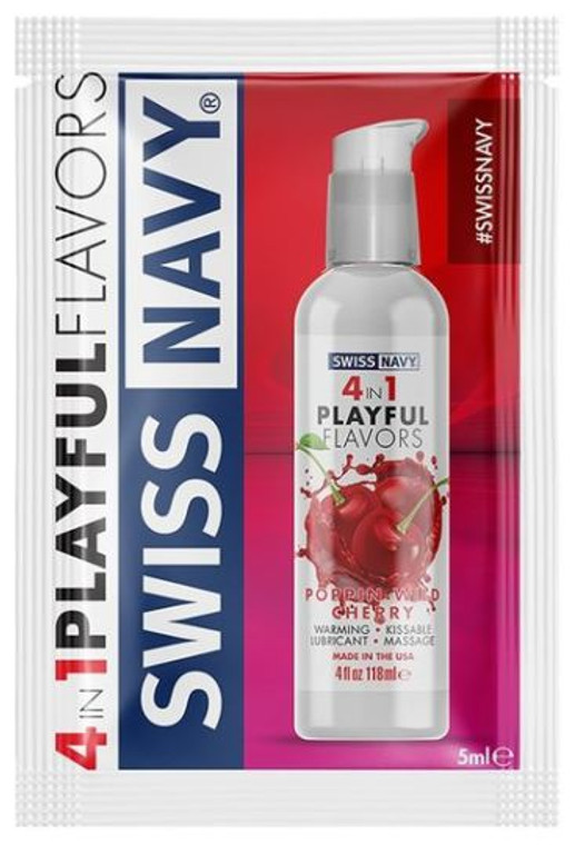 261537 - Swiss Navy 4-in-1 Playful Flavours Lubricant - Wild Cherry - Sampler - 5ml