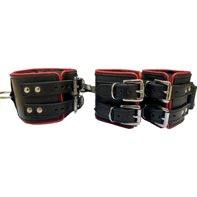 221634 - Bound X Heavy Duty Leather Collar with Attached Wrist Cuffs