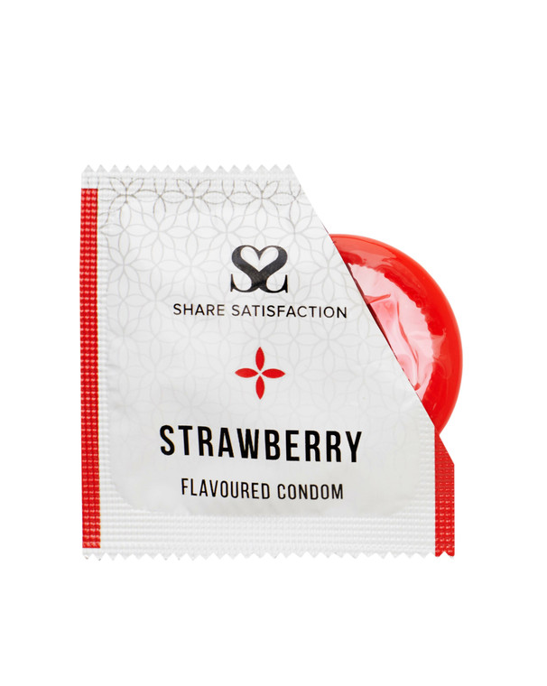 270273 - Share Satisfaction Strawberry Flavoured Condoms 100 Bulk Pack