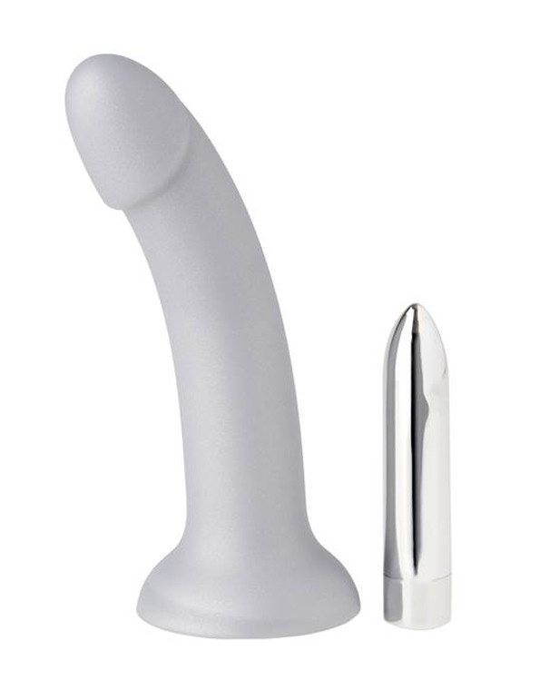 272424 - Nood Colours - Silver Dildo with Bullet - Foil Bag