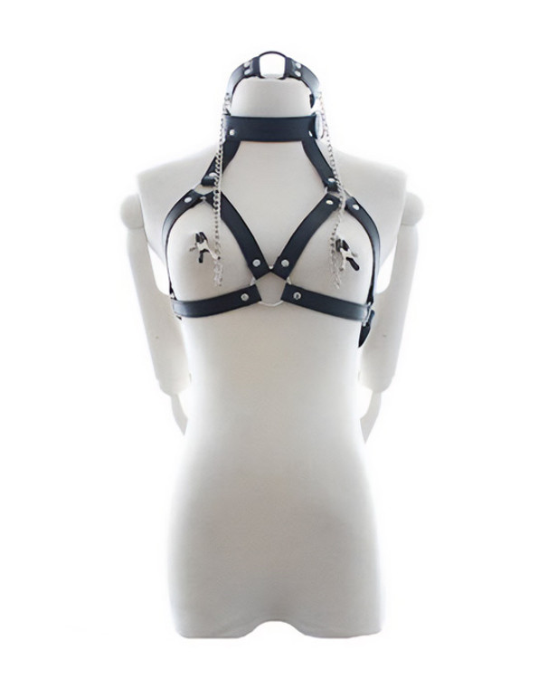 281367 - KinKi Bondage Harness with Nipple Clamps