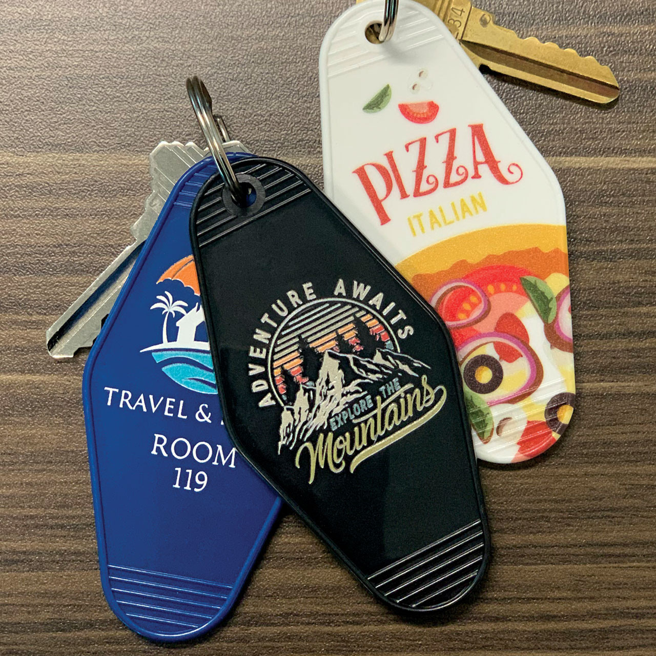 White Frost Acrylic Plastic Hotel Key Fobs Tags Personalised Engraved - Foto 2