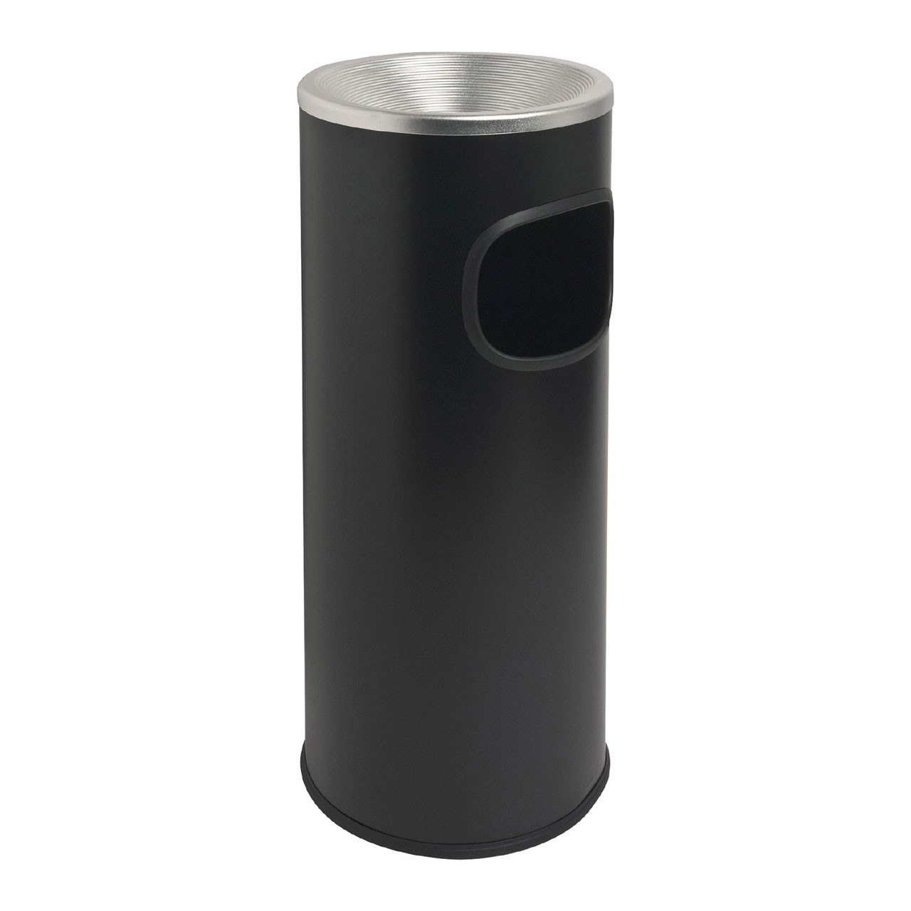 cigarette trash bin Lavex 3 Gallon Stainless Steel Round Freestanding Receptacle with Front Access Can Easy to Clean Lavex 3 Gallon Black Steel