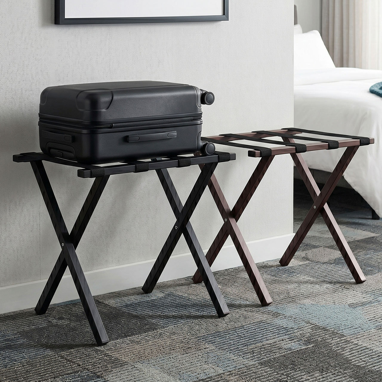 LodgMate Metal Hotel Luggage Rack | Durable & Stylish