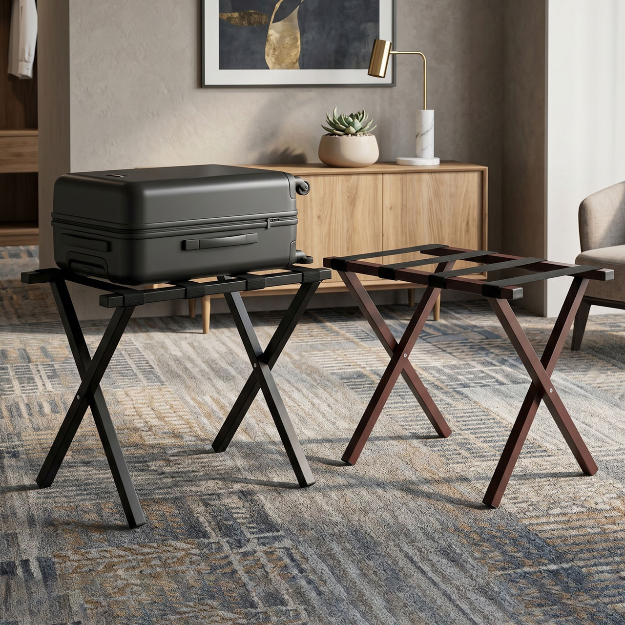 LodgMate Metal Hotel Luggage Rack | Durable & Stylish