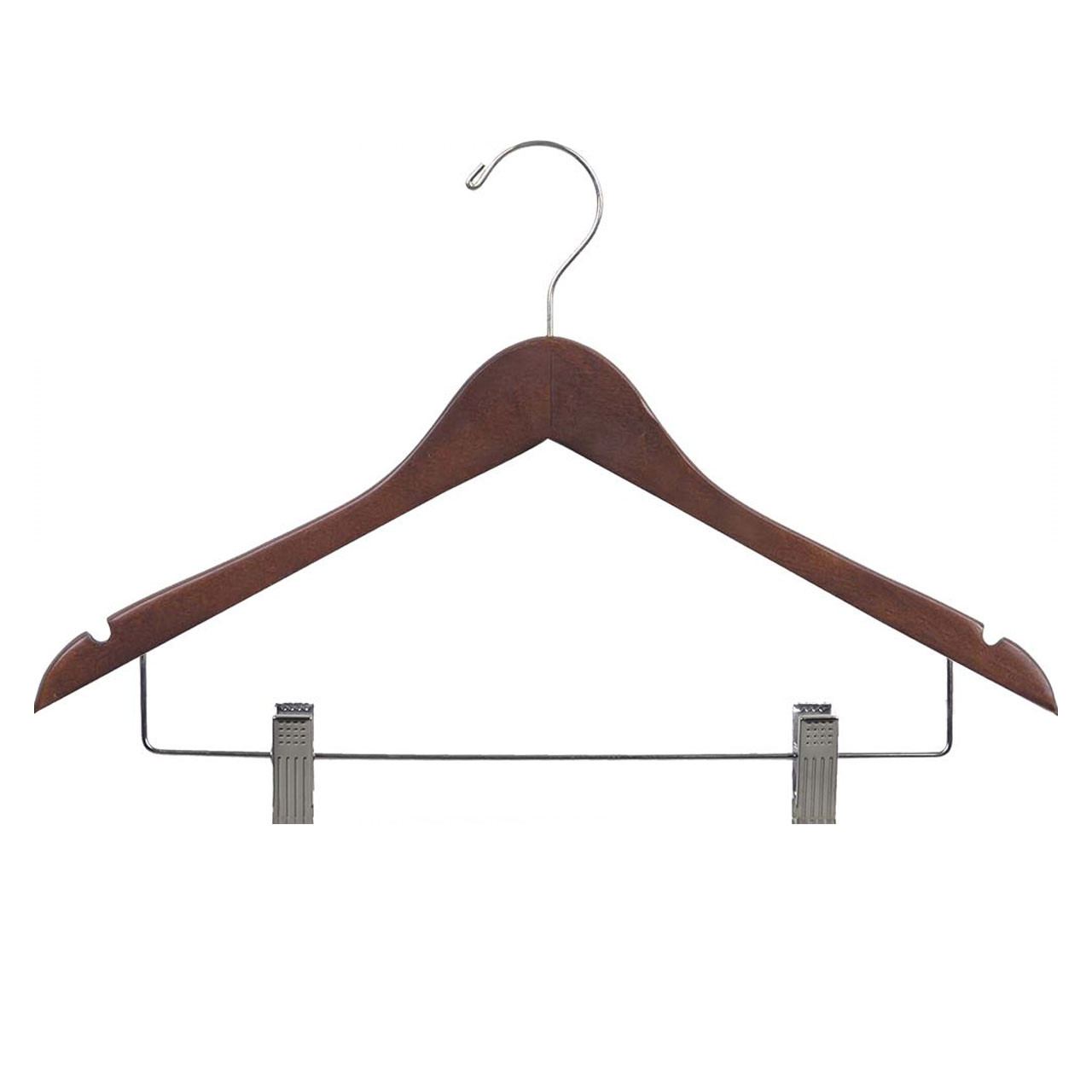 Walnut Contoured Hangers | National Hospitality Supply