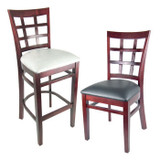 Wood Window Back Chair with Black Vinyl Seat