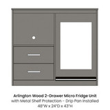 Arlington 2 Drawer Micro Fridge Cabinet w/Drip Pan - 48"W x 24"D x 43"H