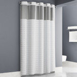 Enda Easy Hang White Shower Curtain with Window - 71"W x 74"L