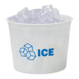 2 qt. Round White Ice Bucket with Blue "ICE" - 80/bx.