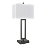 28"H Parallel Single Table Lamp with 1 Outlet - Matte Black