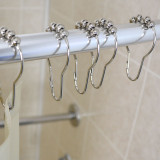 Snap Pin Shower Curtain Hooks with Rollers  - 1 dz.