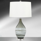 Grey and White Swirl Glass Table Lamp