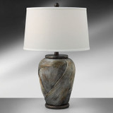 Table Lamp With Silver & Copper Base (30"H)