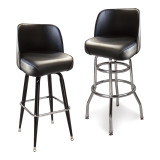 Padded Black Swivel Barstools With Bucket Seat