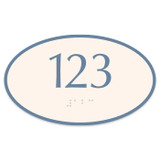 Deluxe 3" x 5" Oval Braille Number Sign with Outer Border