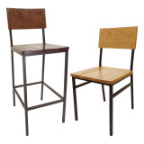 Metal Rustic Oak Chair And Barstool