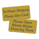 Engraved Metallic Gold Plastic Drapery Signs