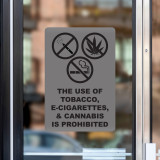 Engraved "No Tobacco, E-cigs & Cannibis" Signs
