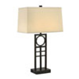 29" Hammertone Geo 2-Lt Nightstand Lamp w/ 2 Outlets