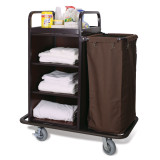 Deluxe Metal Housekeeping Cart With Laminate Panels Compact Size