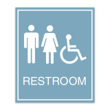 Essential Restroom Sign with Border (Unisex & Handicap Symbols)  - 7.5"W x 9"H