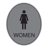 Essential Oval Engraved Women's Restroom with Border - 7.5"W x 9"H