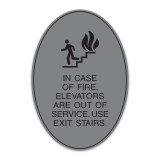 In Case Of Fire, Elevators Out Of Service Oval Sign with Border - 9"Wx13"H
