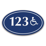 Oval Series 3" x 5" ADA Braille Room Number Sign with Symbol
