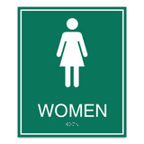 Essential Braille Women's Restroom Sign with Border - 7.5" x 9"