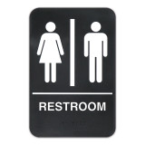 ADA Braille Black 6" x 9" Sign - Unisex Restroom