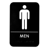 ADA Braille Black 6" x 9" Sign - Men Restroom