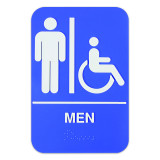 ADA Braille Blue 6" x 9" Sign - Men Handicap Accessible Restroom