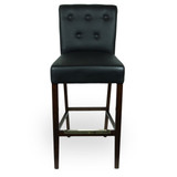 Diamond Button Barstool with Black Vinyl Seat & Back