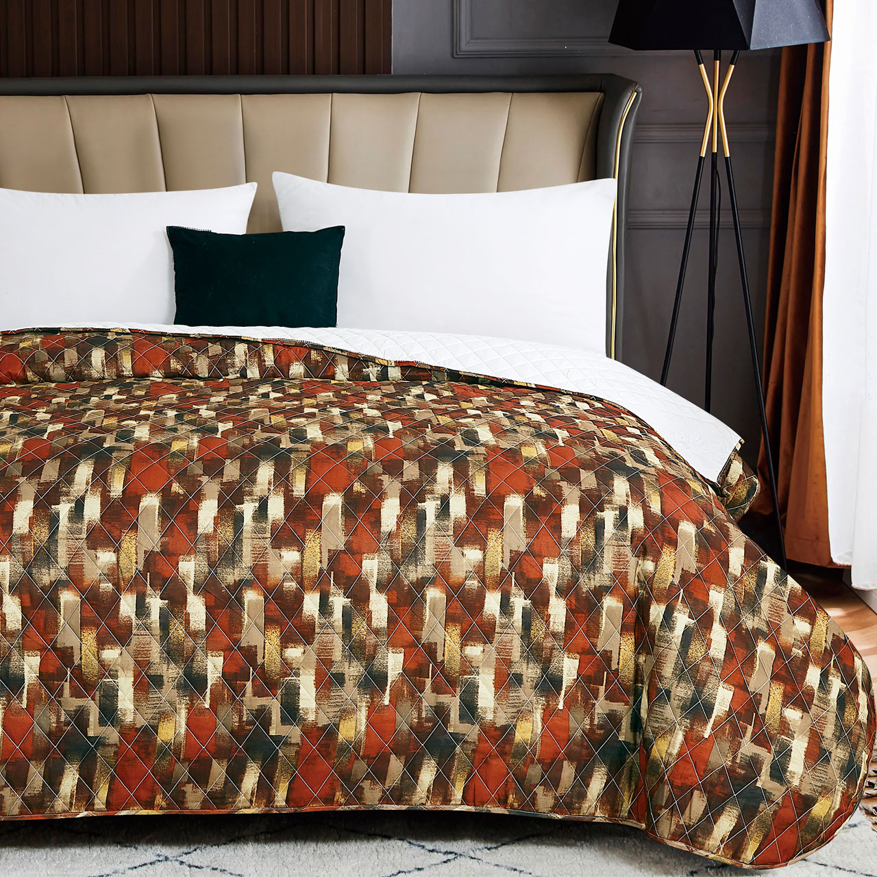 Rust 2597 Atua Quilted Polyester Hotel Bedspreads | National Hospitality