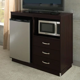 CRM3 - Brushed Nickel Corner Protector on Micro Fridge Cabinet