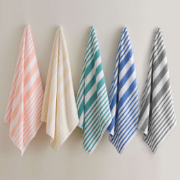 Tropical Stripe Pool Towels Neatly Hung