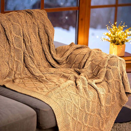 Latte Throw Blanket Draped over Chair