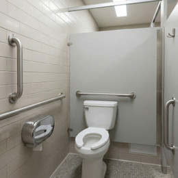 Various Sized Grab Bars in Bathroom Stall