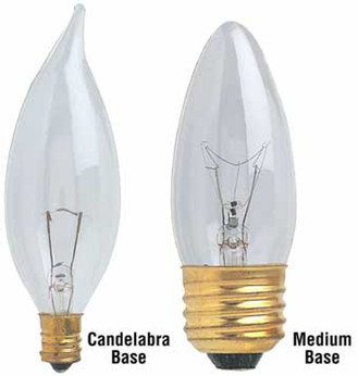 25 Watt Clear Flame Tip Medium Base Chandelier - 25/pk.