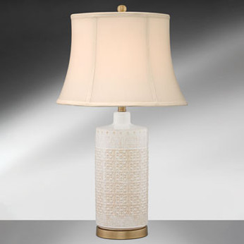 Ivory & Satin Antique Brass Table Lamp (29"H)