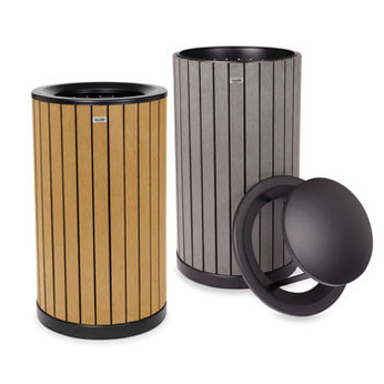 32 Gal. Round Outdoor Receptacle with Slatted Panels