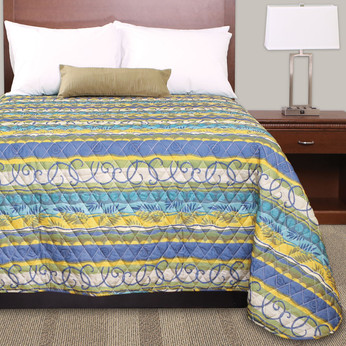 Tropic Stripe Quilted Polyester Bedspreads