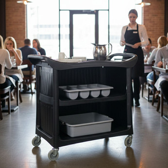 LodgMate Enclosed 3-Shelf Service Cart