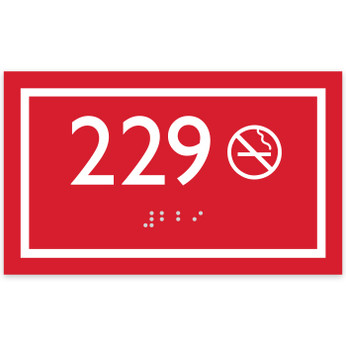 Deluxe No Smoking 3" x 5" ADA Braille Room Number Sign