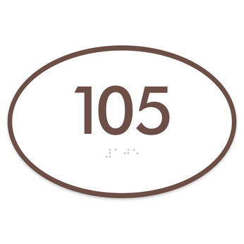 Deluxe 4" x 6" Oval Braille Number Sign with Outer Border
