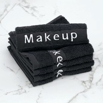 Makeup Washcloths - Black - 12" x 12" 1.1 lbs/dz.