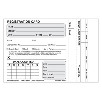 Registration Card With Guest Receipt - 500/pk.