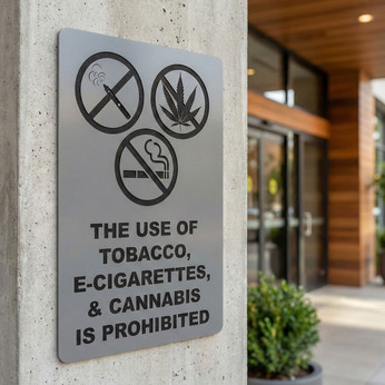 Engraved "No Tobacco, E-cigs & Cannibis" Signs